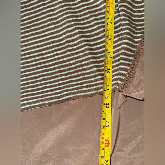 Anthropologie Meadow Rue taupe and teal striped Linen Swing top size Small EUC - Picture 9 of 9
